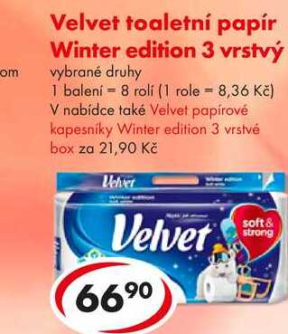 om Velvet toaletní papír Winter edition 3 vrstvý, 8 rolí
