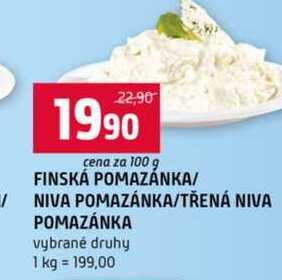 FINSKÁ POMAZÁNKA NIVA POMAZÁNKA TŘENÁ NIVA POMAZÁNKA vybrané druhy 100g