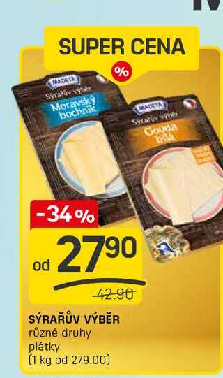 SÝRAŘŮV VÝBĚR různé druhy plátky