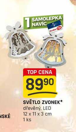 SVĚTLO ZVONEK dřevěný, LED 12 x 11 x 3 cm 1 ks 