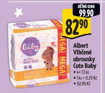 Albert Vlhčené ubrousky Cute Baby 4x72 ks