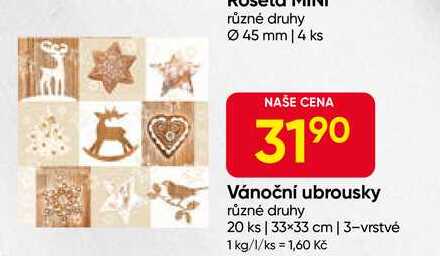 Vánoční ubrousky různé druhy 20 ks | 33x33 cm | 3-vrstvé