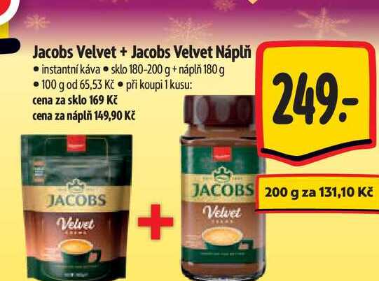 Jacobs Velvet + Jacobs Velvet Náplň, 180-200 g + náplň 180 g
