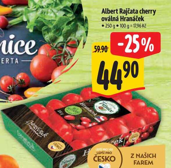 Albert Rajčata cherry oválná Hranáček, 250 g