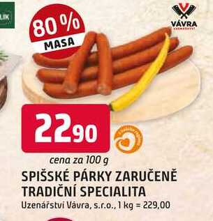 SPIŠSKÉ PÁRKY 100g