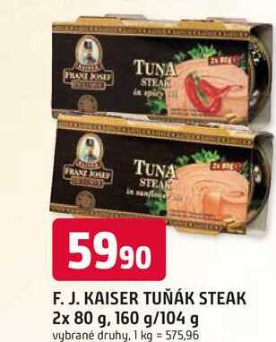 Franz Josef KAISER TUŇÁK STEAK 2x 80 g, 160 g
