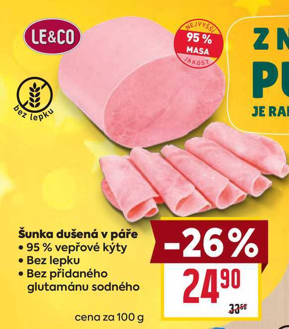 Šunka dušená v páře 100g