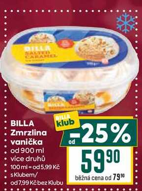 BILLA . Zmrzlina vanička od 900 ml 
