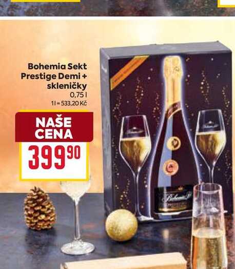 Bohemia Sekt Prestige Demi + skleničky 0,75l