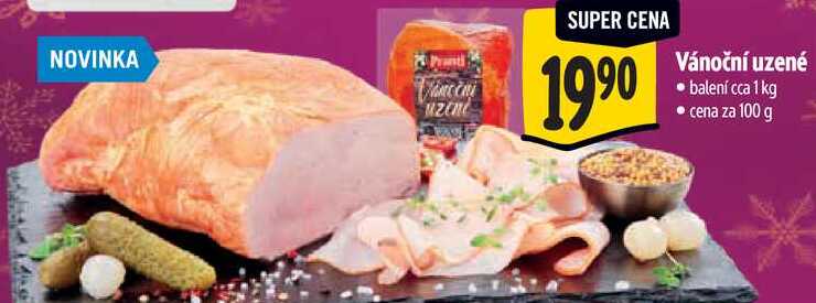 Vánoční uzené, cena za 100 g