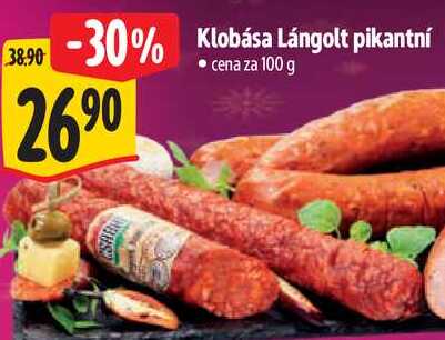Klobása Lángolt pikantní, cena za 100 g 