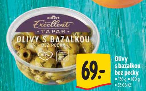 Olivy s bazalkou bez pecky, 130 g