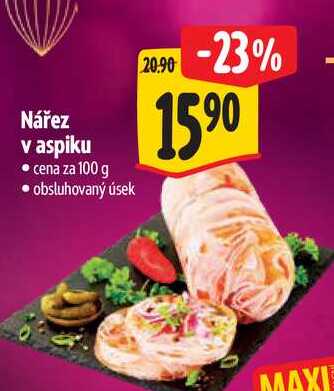 Nářez v aspiku, cena za 100 g 