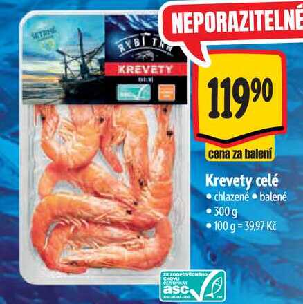 Krevety celé, 300 g
