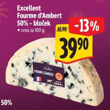 Excellent Fourme d'Ambert 50% - bloček, cena za 100 g