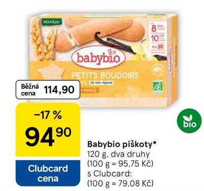 Babybio piškoty, 120 g, dva druhy