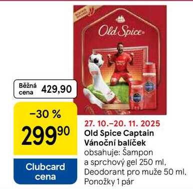 Old Spice Captain Vánoční balíček obsahuje: Šampon a sprchový gel 250 ml, Deodorant pro muže 50 ml. Ponožky 1 pár 