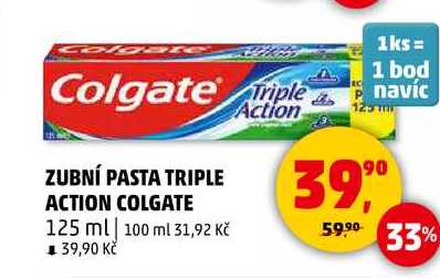 ZUBNÍ PASTA TRIPLE ACTION COLGATE, 125 ml 