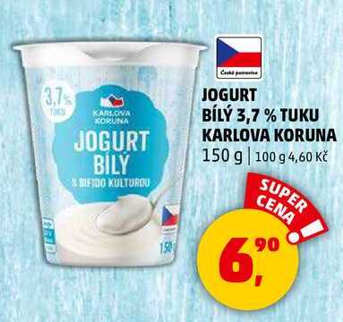 JOGURT BÍLÝ 3,7 % TUKU KARLOVA KORUNA, 150 g
