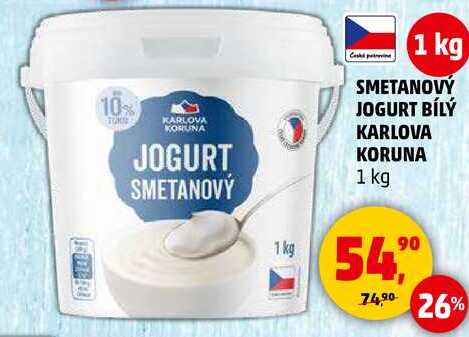 SMETANOVÝ JOGURT BÍLÝ KARLOVA KORUNA, 1 kg