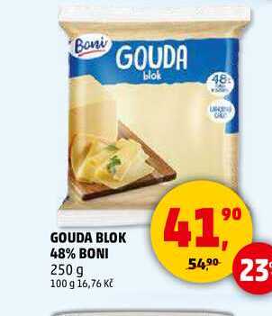 GOUDA BLOK 48% BONI, 250 g