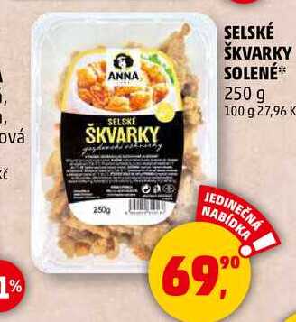 SELSKÉ ŠKVARKY SOLENÉ, 250 g 