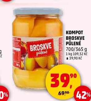 KOMPOT BROSKVE PŮLENÉ, 700 g