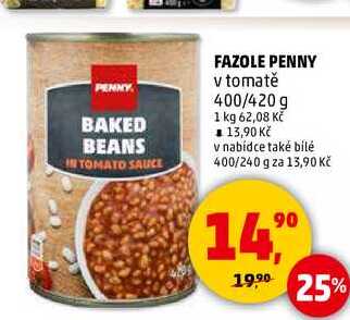 FAZOLE PENNY v tomatě, 400 g