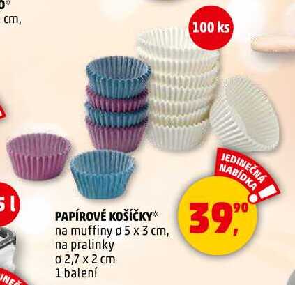 PAPÍROVÉ KOŠÍČKY, 100 ks