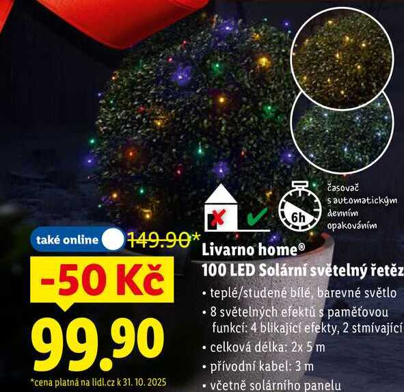 Livarno home 100 LED Solární světelný řetěz
