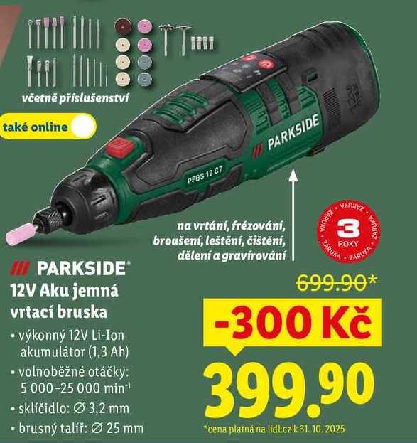 PARKSIDE 12V Aku jemná vrtací bruska 