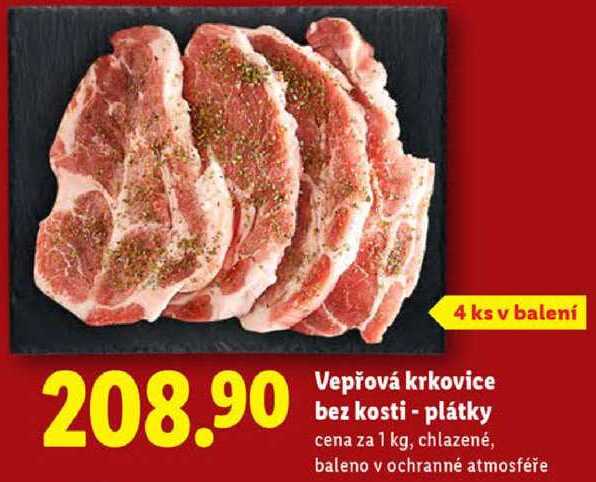 Vepřová krkovice bez kosti - plátky, cena za 1 kg