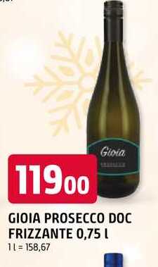 GIOIA PROSECCO DOC FRIZZANTE 0,75 L