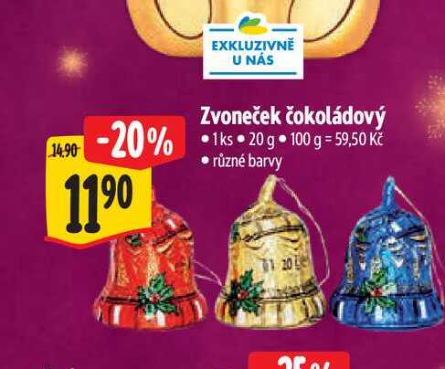   Zvoneček čokoládový 1ks 20 g 