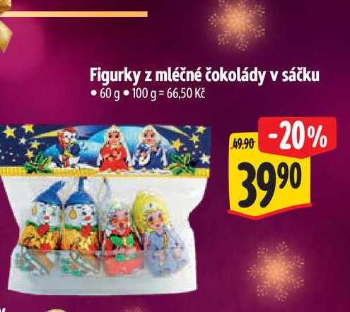 Figurky z mléčné čokolády v sáčku  60 g  