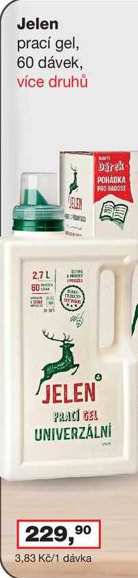 Jelen prací gel, 60 dávek, více druhů 2,7L