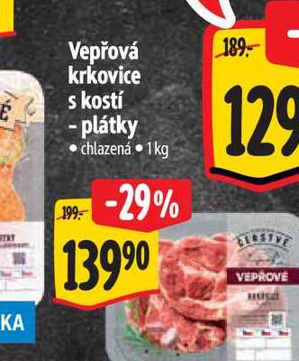 Vepřová krkovice s kostí - plátky 1 kg