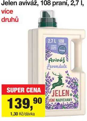 Jelen aviváž, 108 praní, 2,7 l