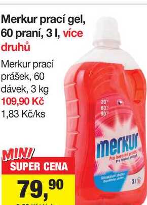Merkur prací gel, 60 praní, 3l
