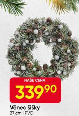 Věnec šišky 27 cm | PVC 
