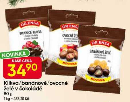 DR. ENSA Klikva/banánové/ovocné želé v čokoládě 80 g 1