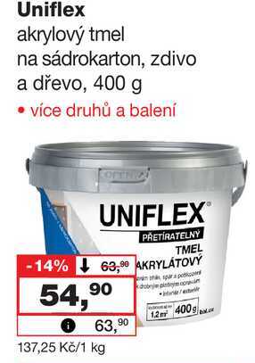 Uniflex akrylový tmel na sádrokarton, zdivo a dřevo, 400 g