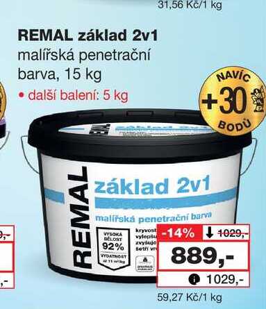 REMAL základ 2v1 malířská penetrační barva, 15 kg