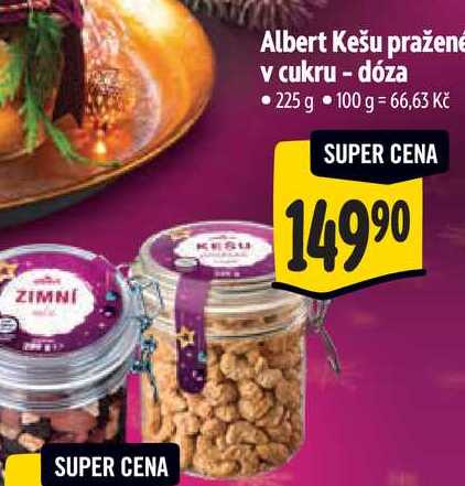 Kešu pražené v cukru - dóza 225 g