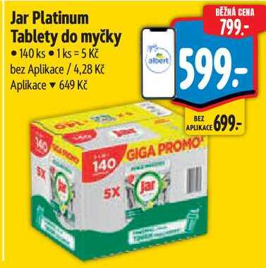 Jar Platinum Tablety do myčky, 140 ks