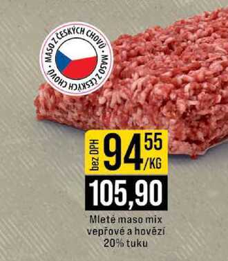 Mleté maso mix vepřové a hovězí 20% tuku 1kg