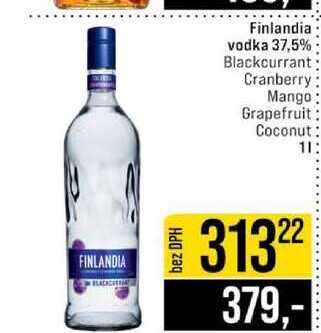 Finlandia vodka 37,5% Blackcurrant Cranberry Mango Grapefruit Coconut 1l