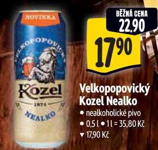 Velkopopovický Kozel Nealko, 0,5 l 