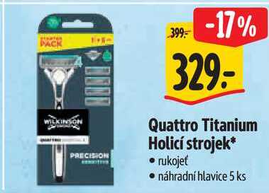 Quattro Titanium Holicí strojek, rukojeť náhradní hlavice 5 ks  