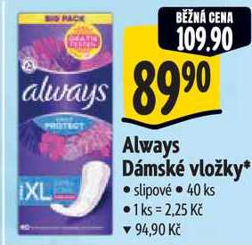 Always Dámské vložky, 40 ks